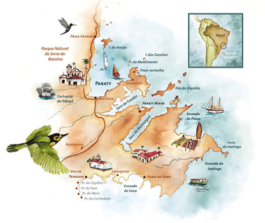 Mapa de playas en Paraty